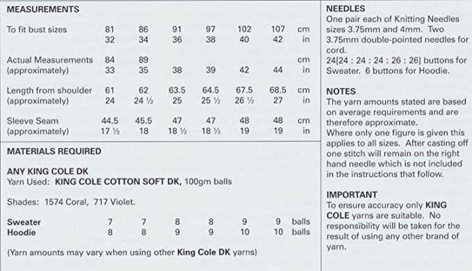King Cole Cottonsoft Pattern 3954