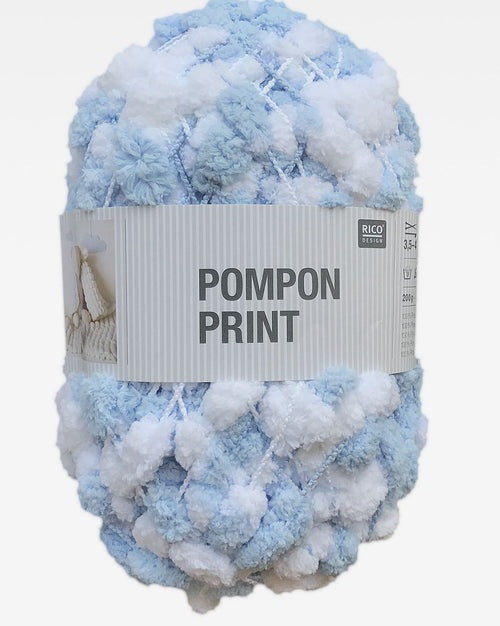 Rico Pompom Print Blue/White 011