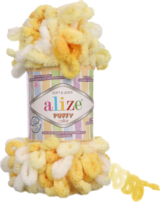 Alize Puffy Colour Finger Knitting 5921 Yellow/White