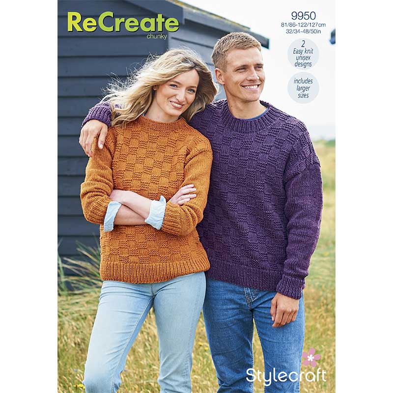 Stylecraft Pattern #9950 Sweaters in ReCreate Chunky Stylecraft Pattern #9950 Sweaters in ReCreate Chunky