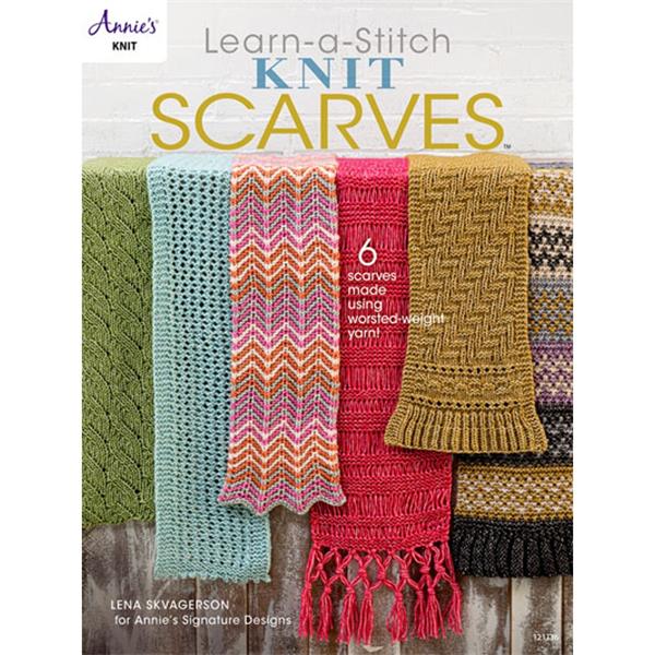 Annie's Knitting, LearnAStitch Knit Scarves Blanch Village Wool Shop