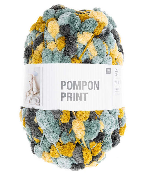 Rico Pompom Print Mustard/Teal 036