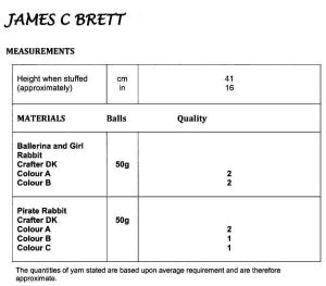 James C Brett Pattern JB677