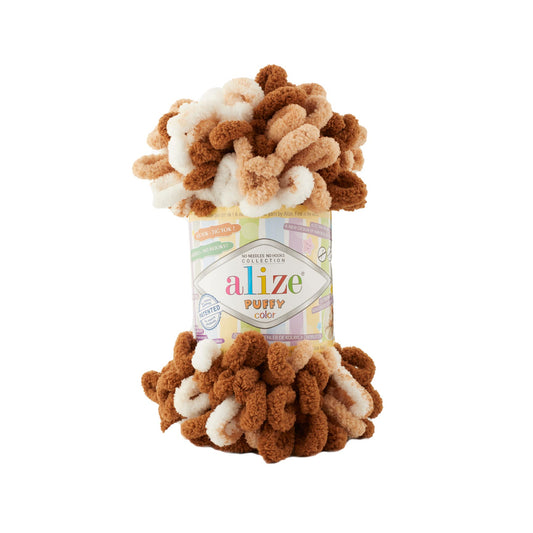 Alize Puffy Colour Finger Knitting 6398 Dark Brown Mix