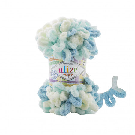 Alize Puffy Colour Finger Knitting 6461 Baby Blue/Cream Mix