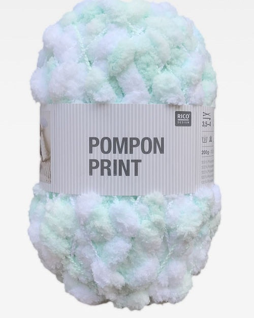 Rico Pompon Print Mint/White 023