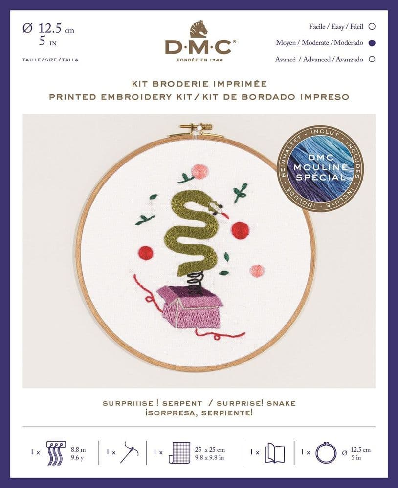 DMC Surprise! Snake Embroidery Kit With Hoop