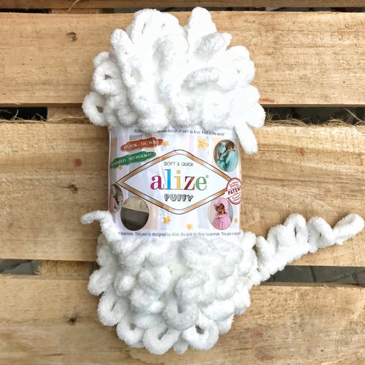 Alize Puffy Finger Knitting 55 White