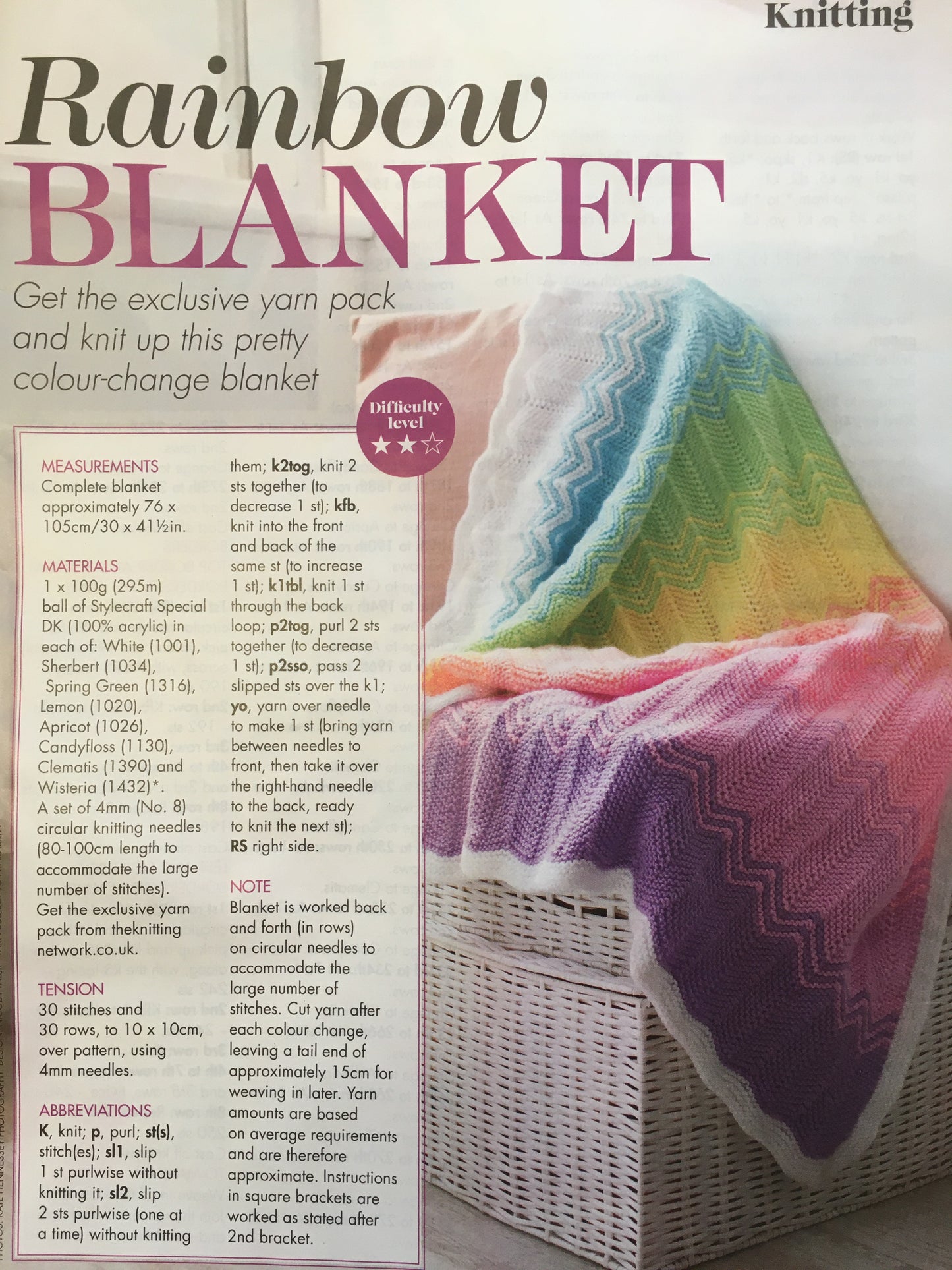 Woman’s Weekly Knitted Rainbow Blanket Kit