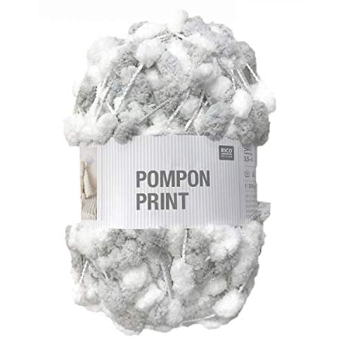 Rico Pompom Print Grey/White Mix 031