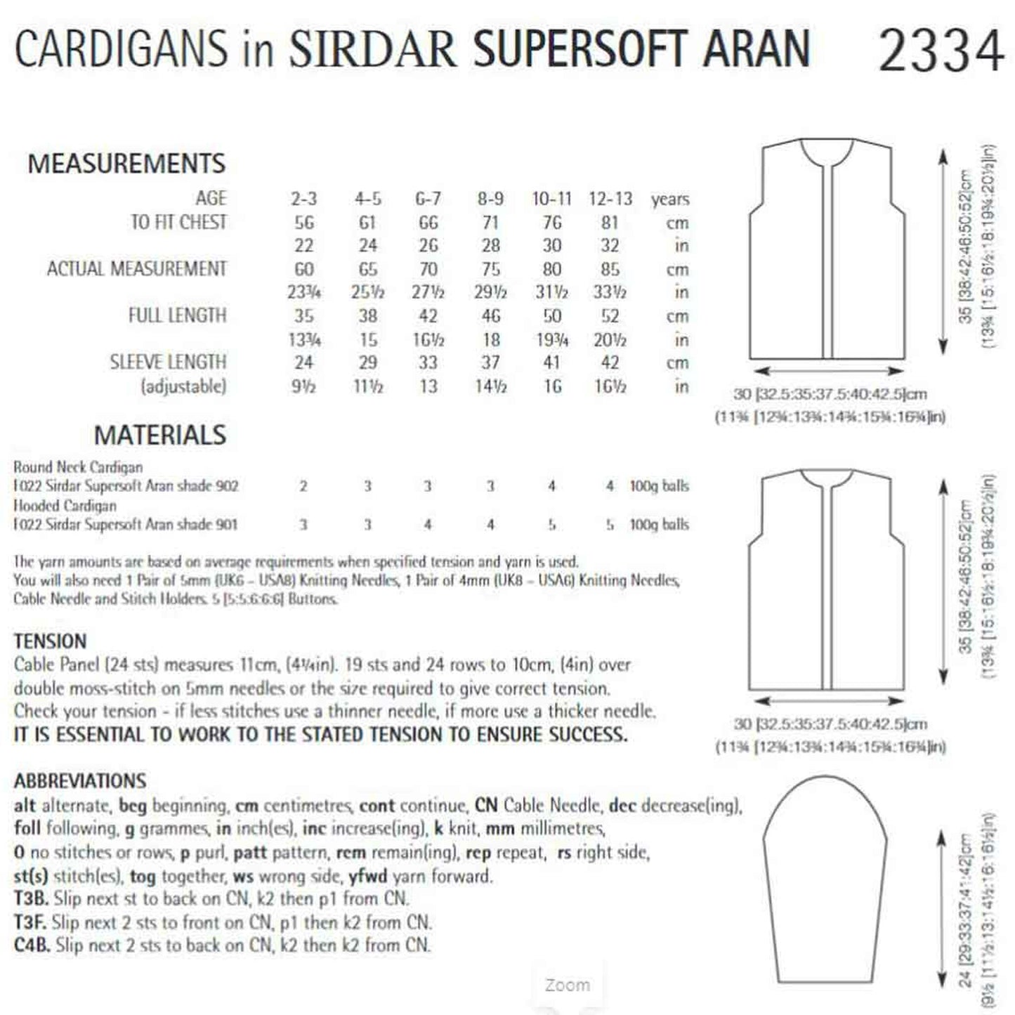 Sirdar Aran Pattern 2334