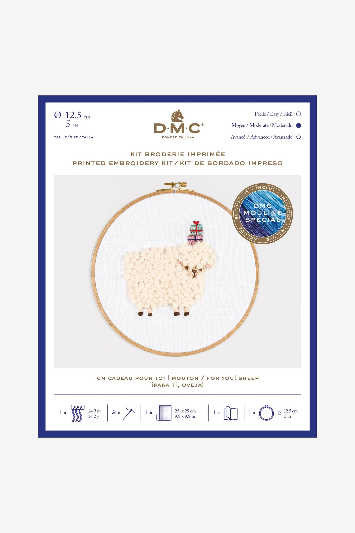 DMC For You! Sheep Embroidery Kit With Hoop