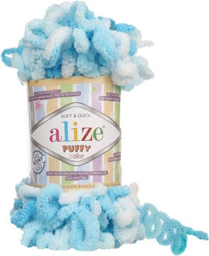 Alize Puffy Colour Finger Knitting 5924 Turquoise/White