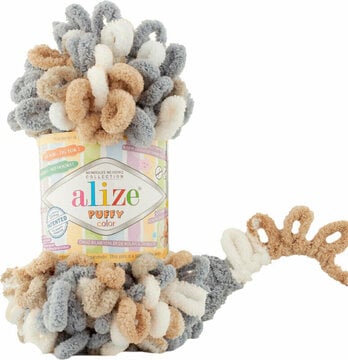 Alize Puffy Colour Finger Knitting 6395 Fawn/Grey