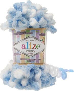 Alize Puffy Colour Finger Knitting 5865 Blue/White